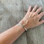 Upcycled Silverware Bracelet Handstamped Do Epic Shit Shown on model