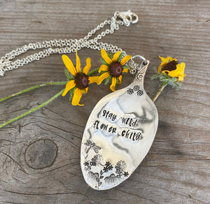 Stamped Spoon Necklace - STAY WILD FLOWER CHILD