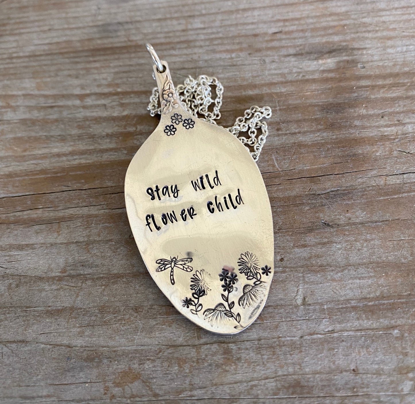 Stamped Spoon Necklace - STAY WILD FLOWER CHILD