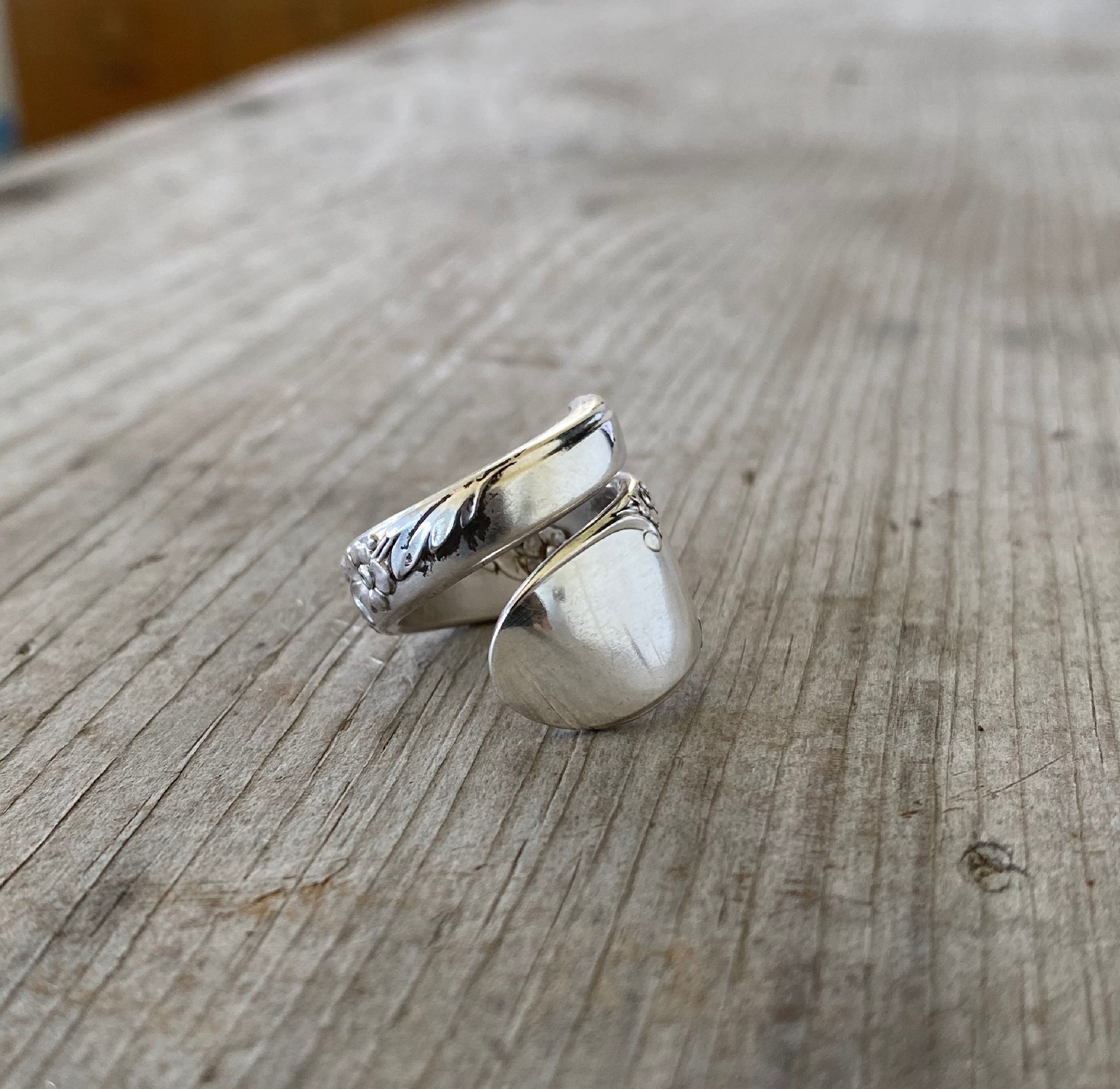 Tudor Plate Bridal Wreath Spoon Ring Coil Wrap Style size 6.5