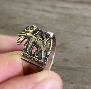 Sterling Silver Spoon Ring of Figural Elephant