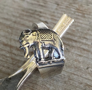 Demi Tasse Spoon Ring Featuring an Elephant