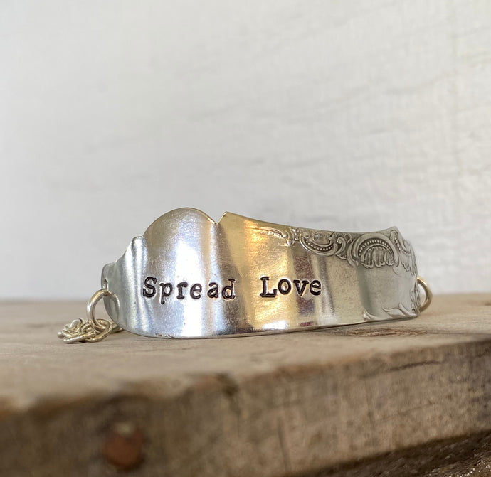 Spread Love Handstamped Antique Butter Knife Bracelet