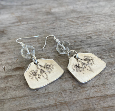 opulent upcycled silverware fork earrings