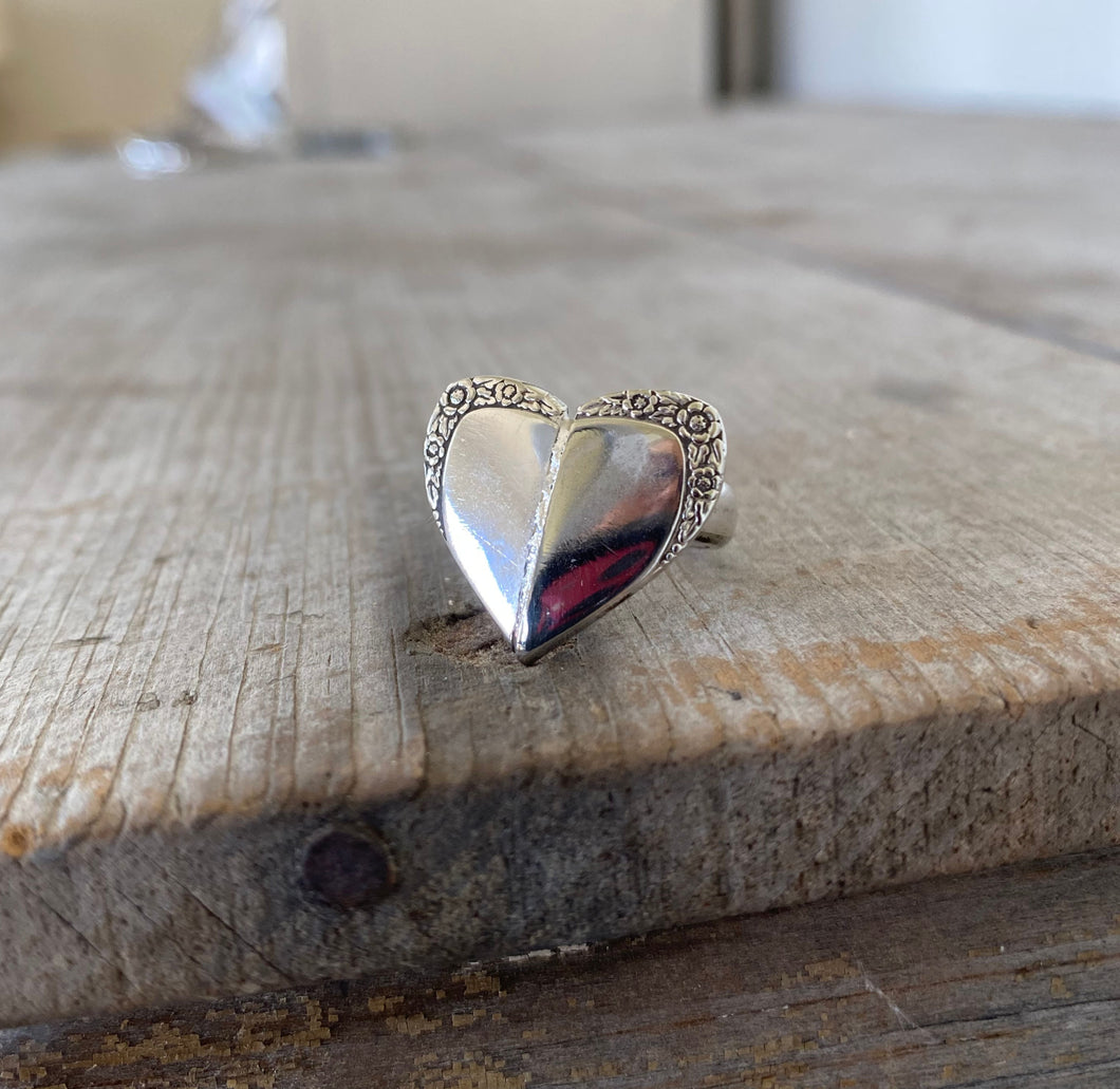 Spoon Heart Ring with Fork Tine Shank