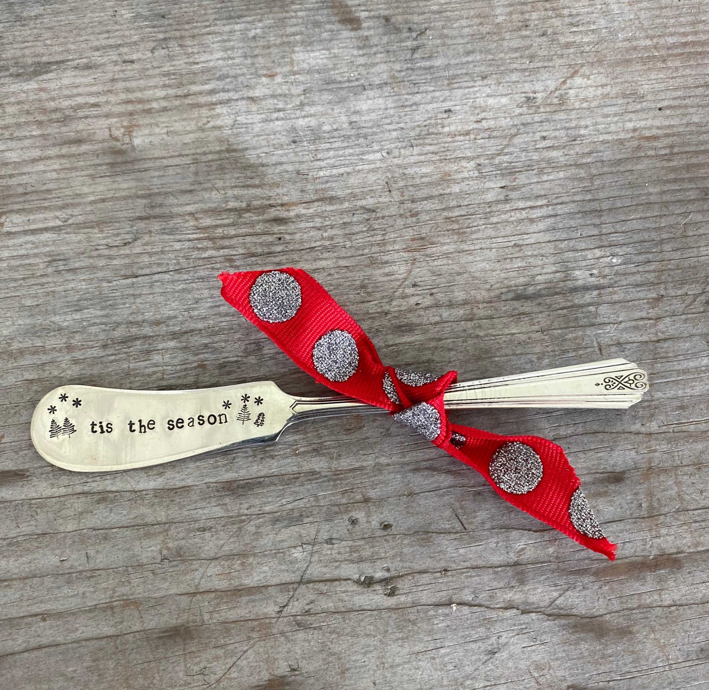 TIS THE SEASON - HAND Stamped Cheese Spreader/Knife - #4937