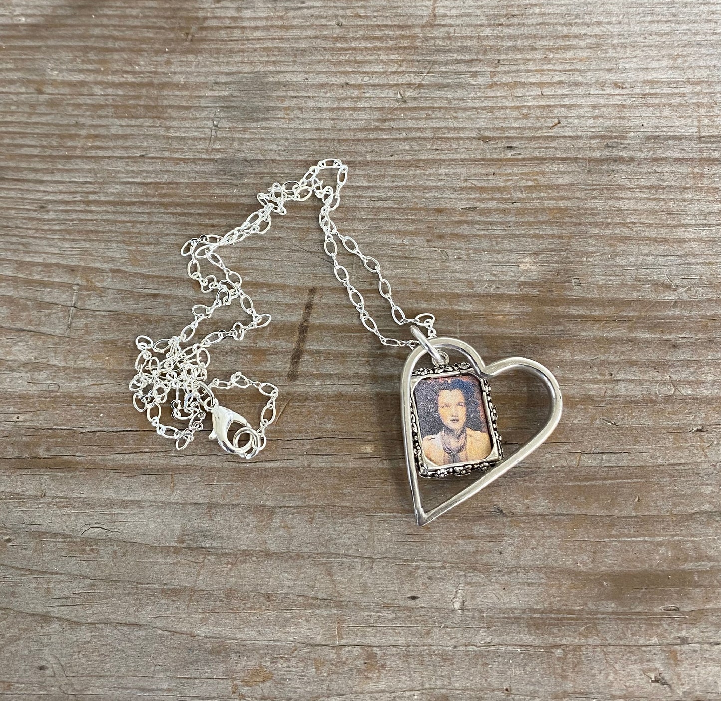 Floating Fork Tine Heart Necklace with Frame