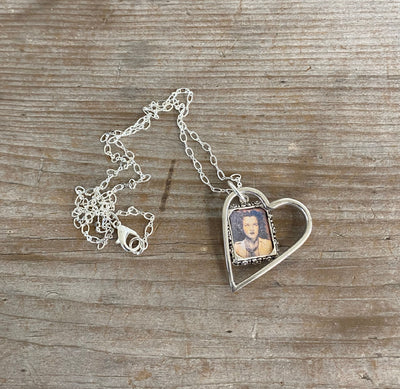 Floating Fork Tine Heart Necklace with Frame