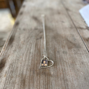 Floating Fork Tine Heart Necklace with Frame