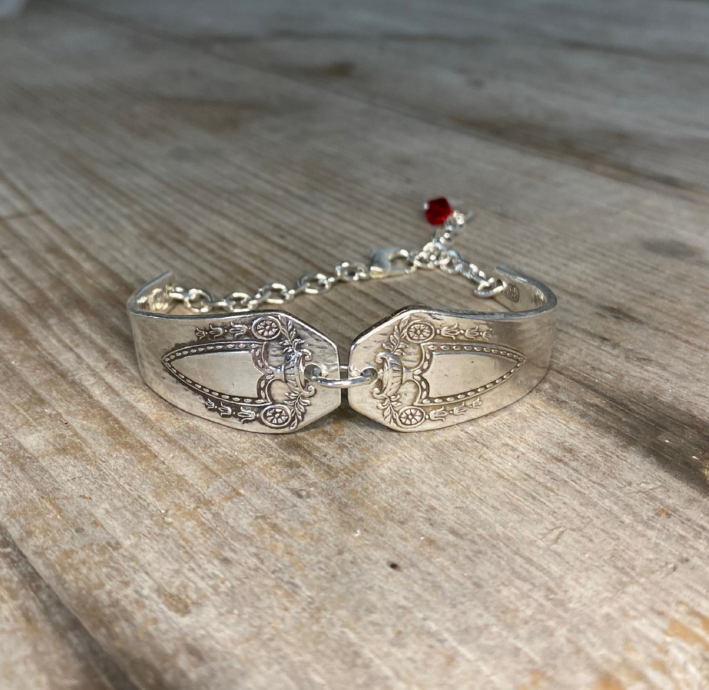 Handcrafted Heraldic spoon link bracelet - premium upcycled vintage silverware artisan jewelry