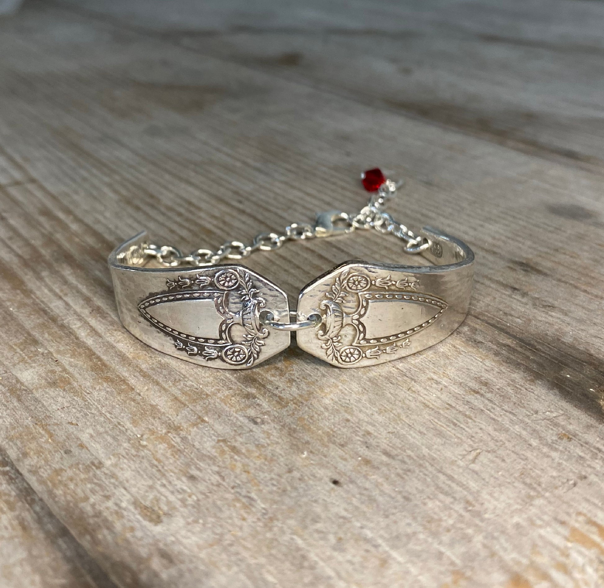 Handcrafted Heraldic spoon link bracelet - premium upcycled vintage silverware artisan jewelry