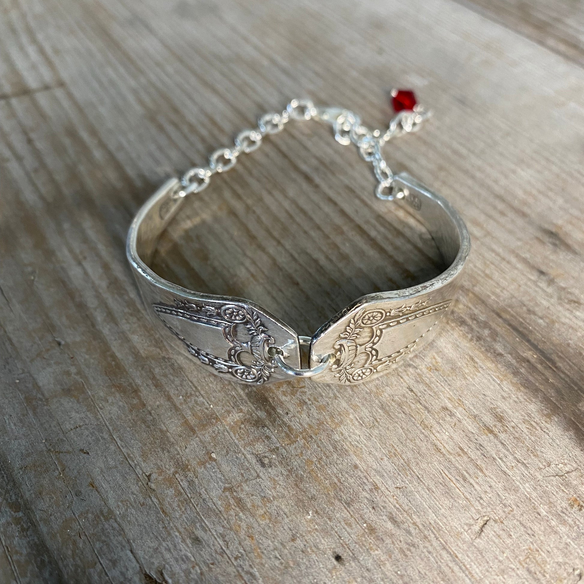 Premium handcrafted Heraldic spoon link bracelet - unique upcycled silverware jewelry
