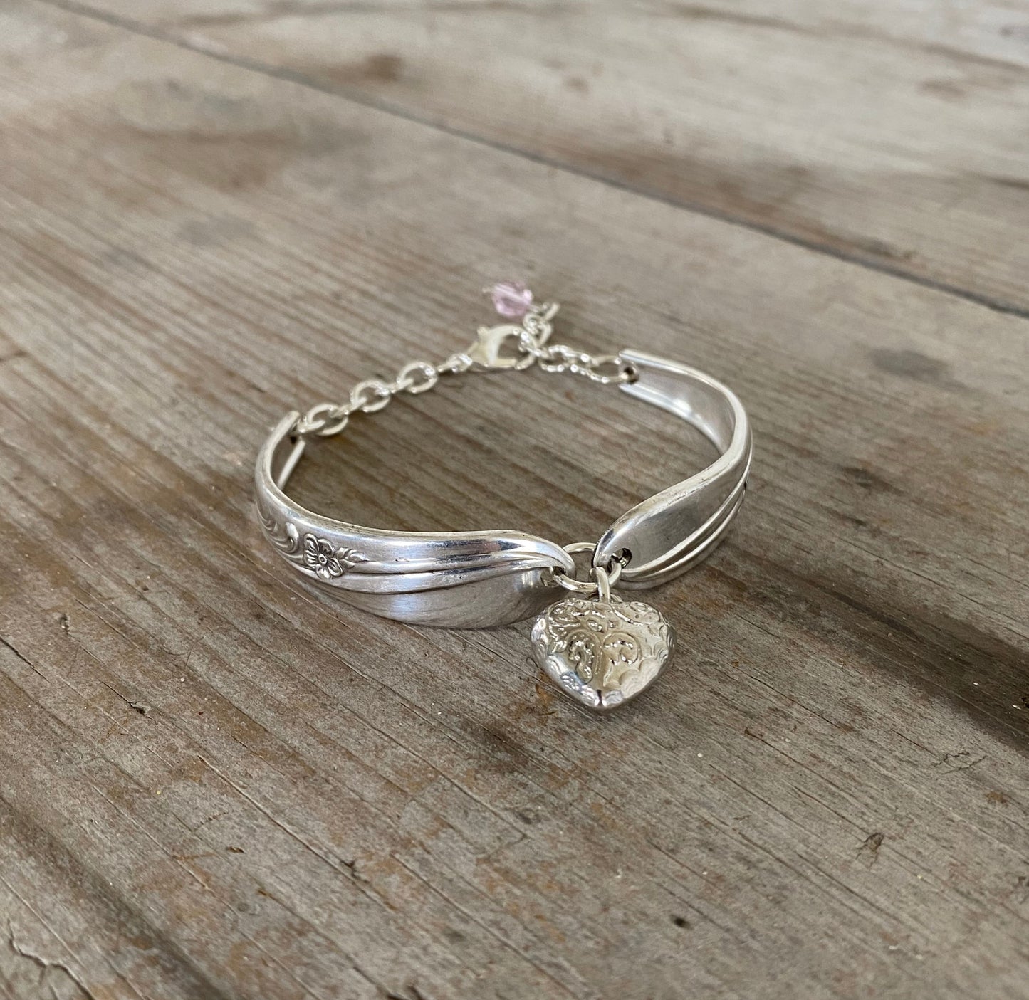 Spoon Bracelet w/ Puffy Heart Charm