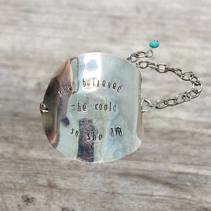 SALE - Stamped Spoon Bracelet - SHE BELIEVED SHE COULD... - #5026