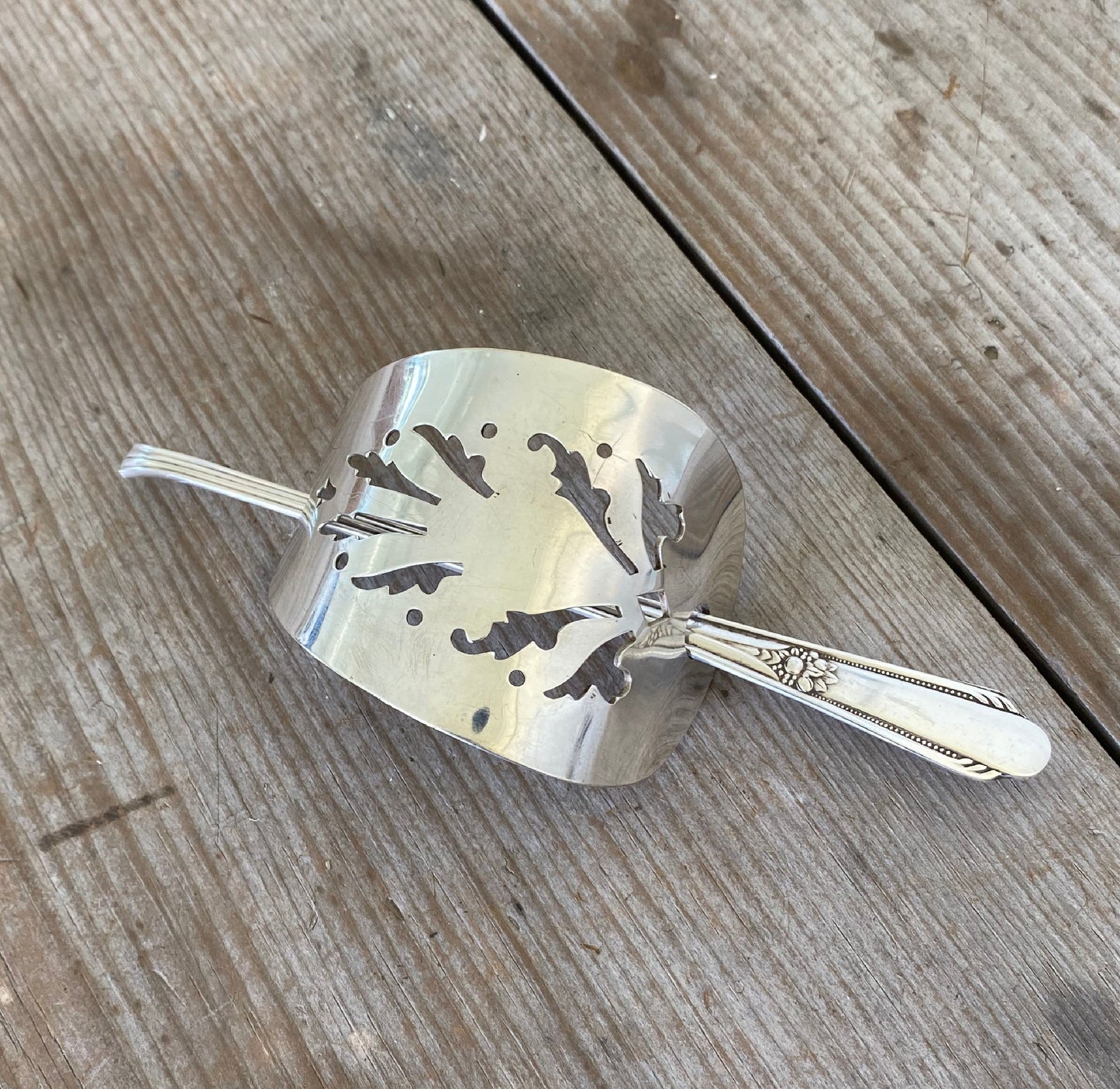 Hair Barrette from Upcycled Cake Server Angle 3