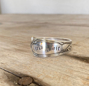 Stamped Spoon Cuff Bracelet Stamped with Free Spirit