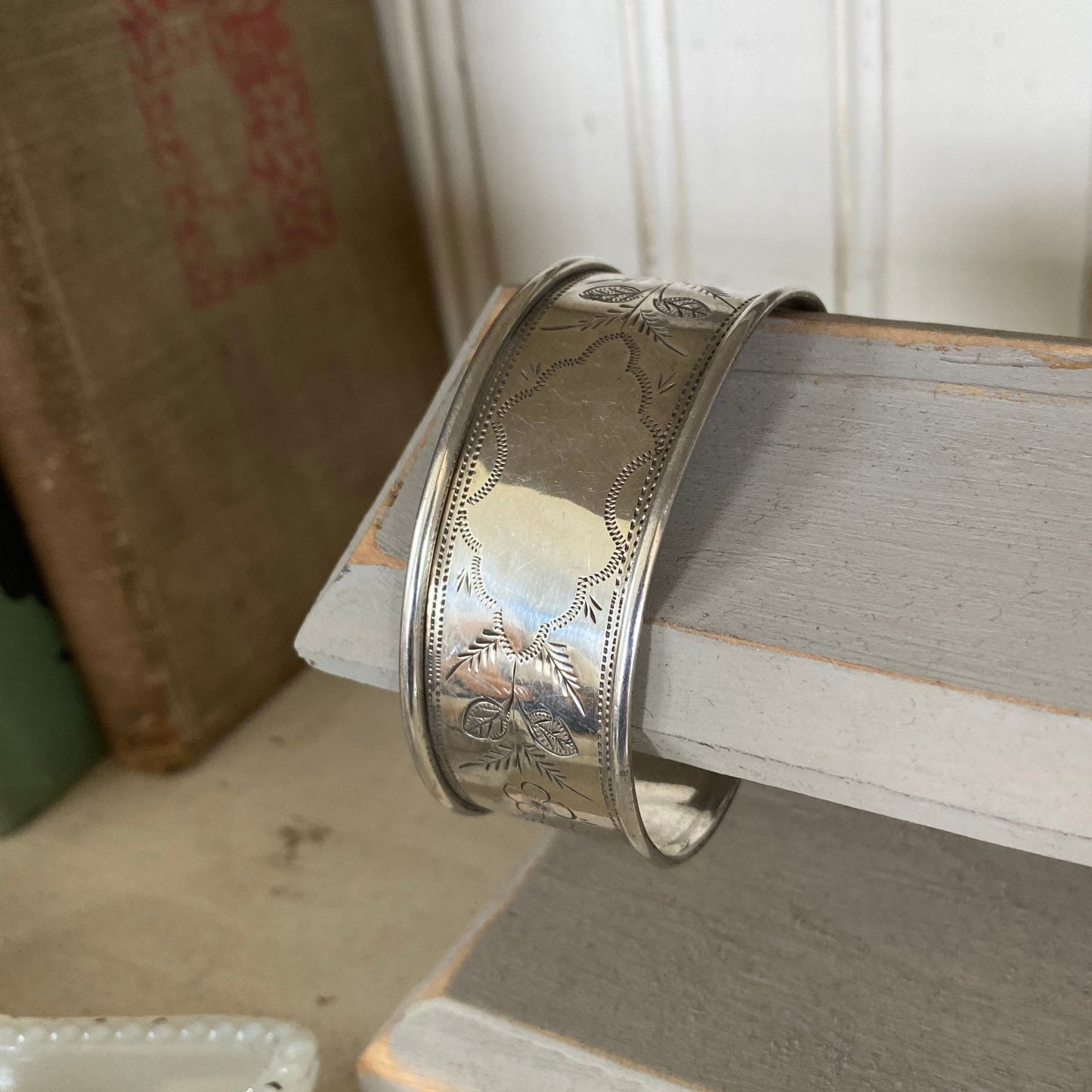 Antique Silver Napkin Ring Cuff Bracelet - BARKER BROTHERS