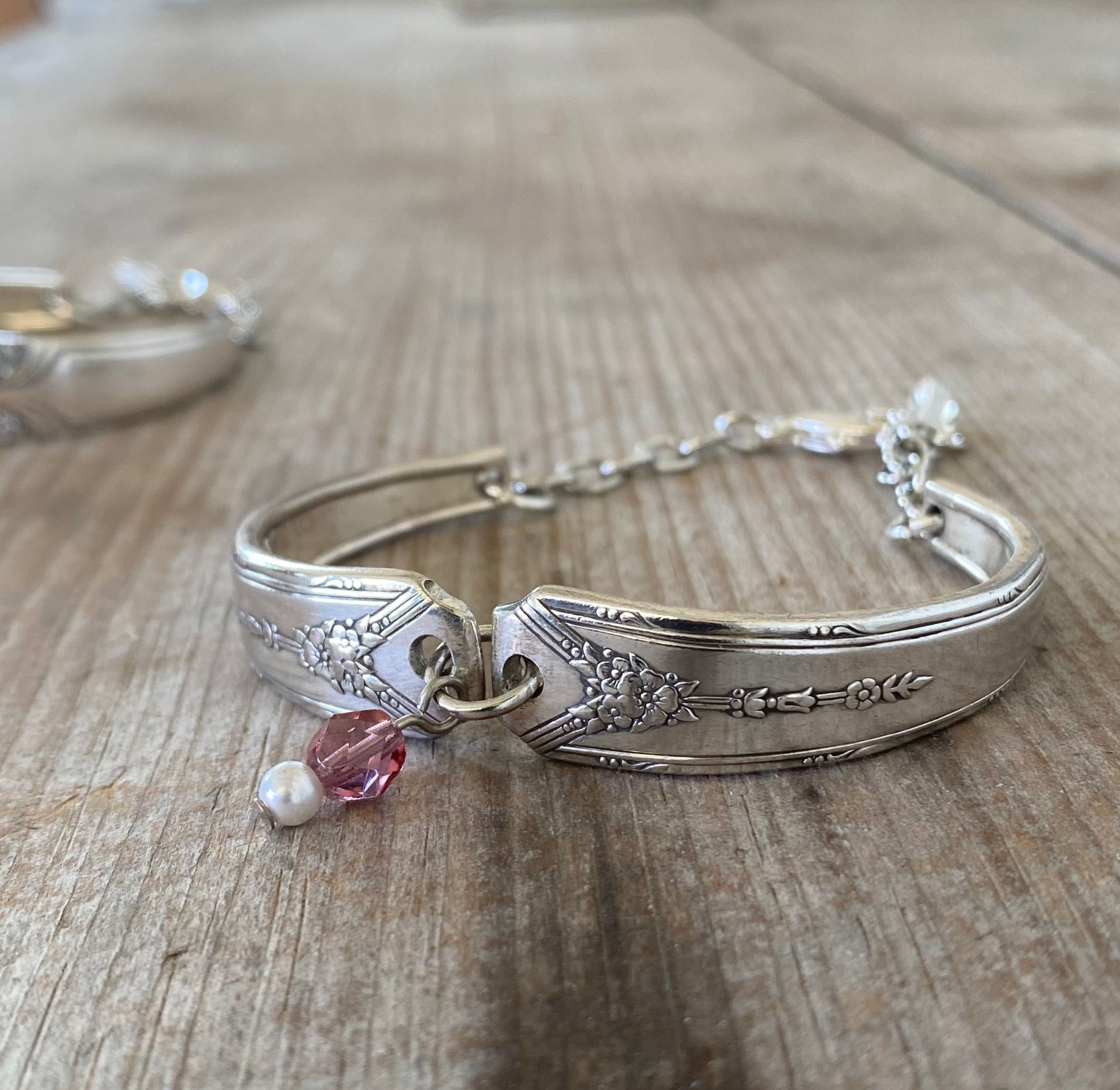 Eco-friendly upcycled Milady pattern spoon link bracelet - handmade artisan vintage silverware jewelry