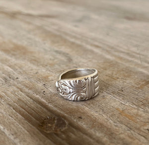Detail of Danish Queen Upcycled Spoon Ring 