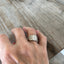 DANISH QUEEN spoon ring worn on hand showing size and fit of upcycled silverware ring