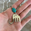 Fork Elephant Necklace with Turquoise Colored Stone - #5170