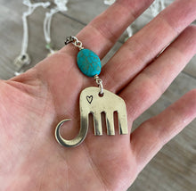 Fork Elephant Necklace with Turquoise Colored Stone - #5170