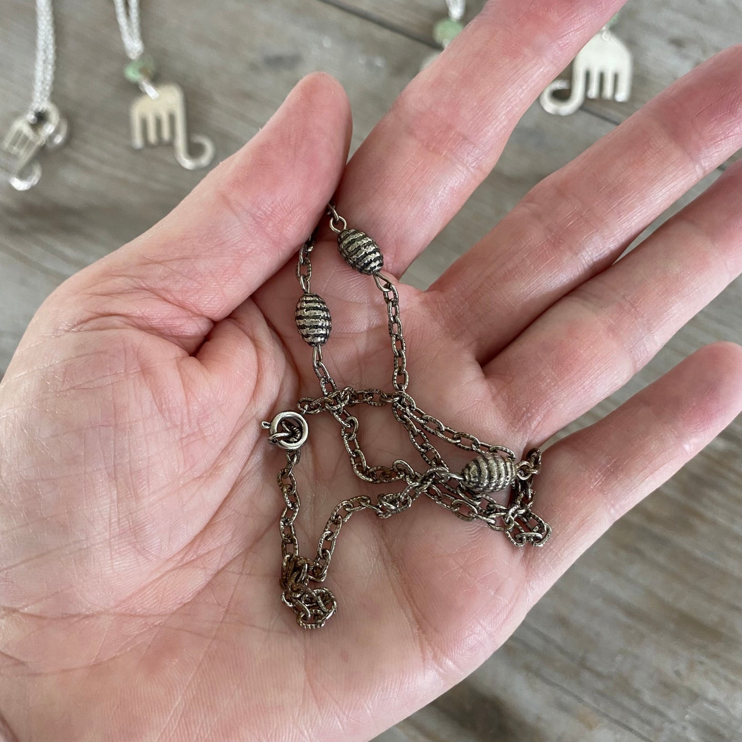 Fork Elephant Necklace with Turquoise Colored Stone - #5170
