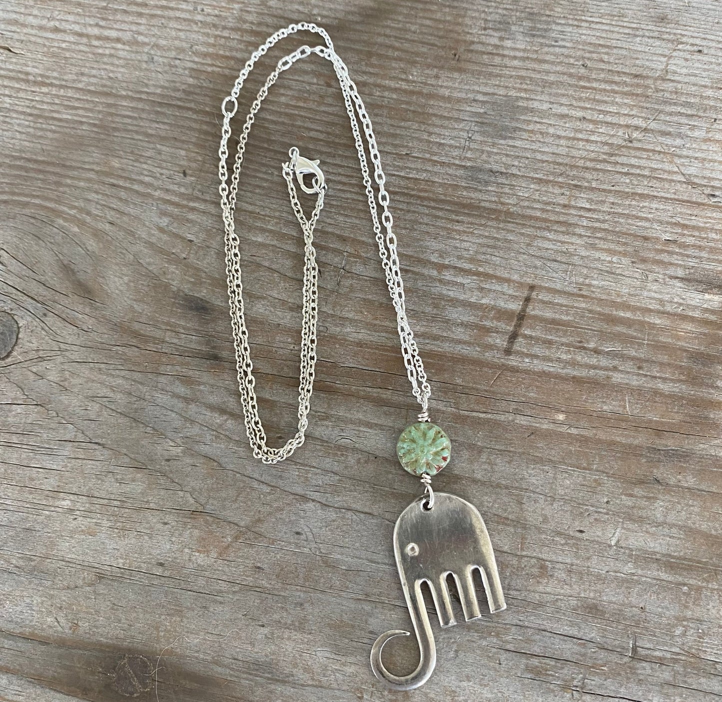 Fork Elephant Necklace with Patchwork Chain - #5172