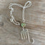 Fork Elephant Necklace w/ Sage Green Bead - #5173