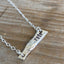 VOTE bar necklace on chain showing layerable design and meaningful upcycled silverplate pendant, 8-inch drop