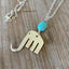 Fork Elephant Necklace w/ Turquoise Colored Stone - #5244