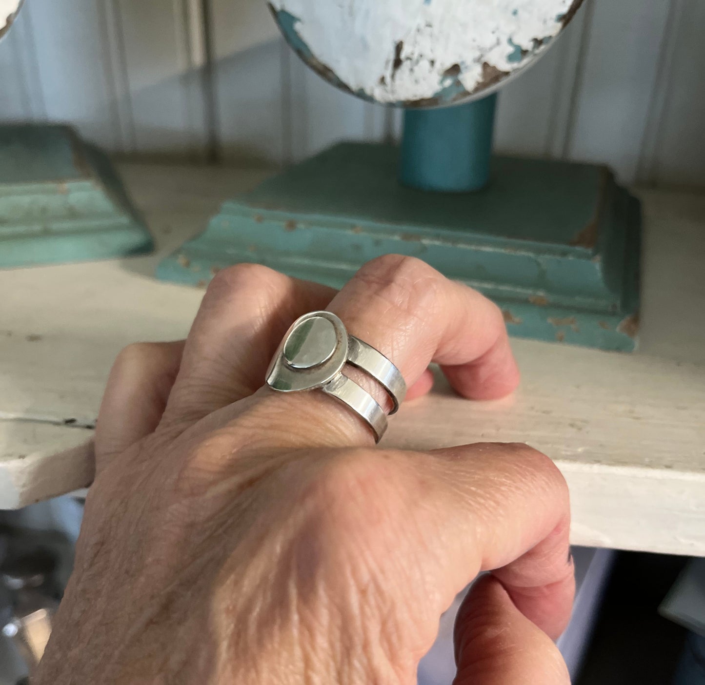 Modern Dot Statement Artisan Spoon & Fork Ring