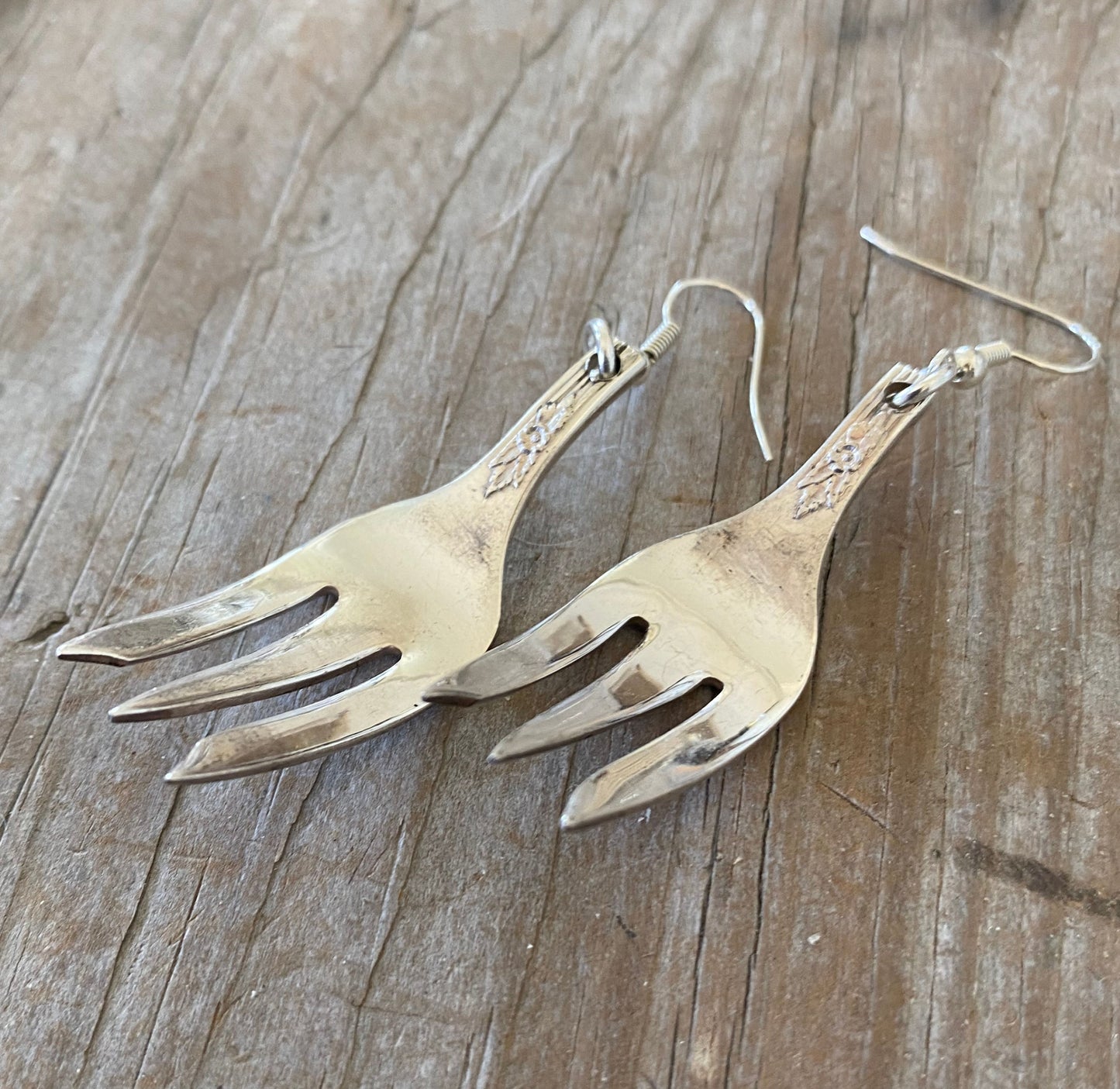 Fork Earrings with Floral Detail - #5258