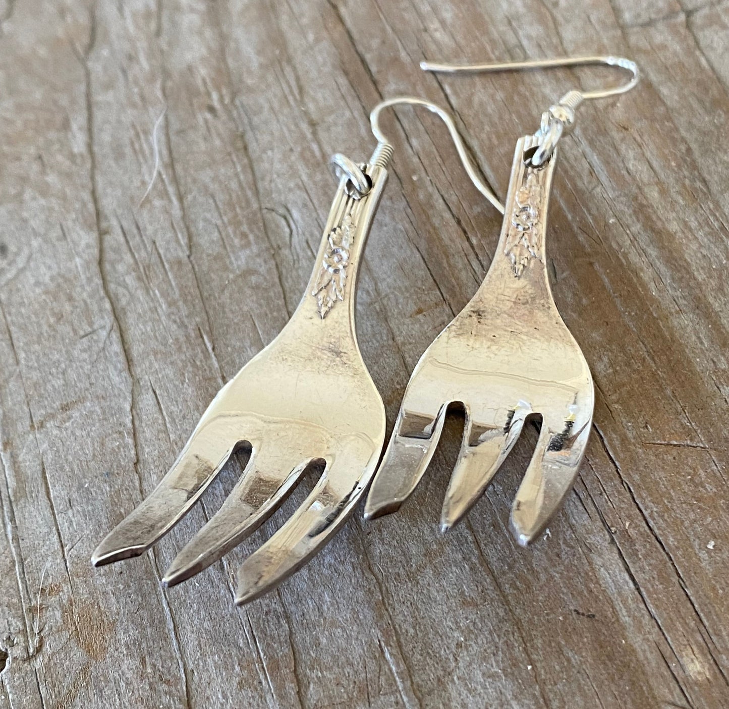 Fork Earrings with Floral Detail - #5258