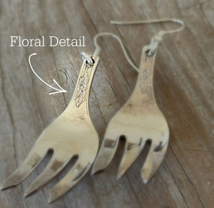 Fork Earrings with Floral Detail - #5258