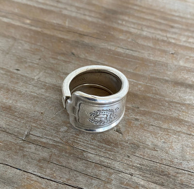 Top view of the Handmade Spoon Ring from hotel silver from The Drake Hotel New York