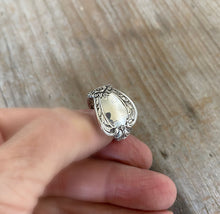 Ornate Detail of Heritage Spoon ring hand made from vintage spoon handle