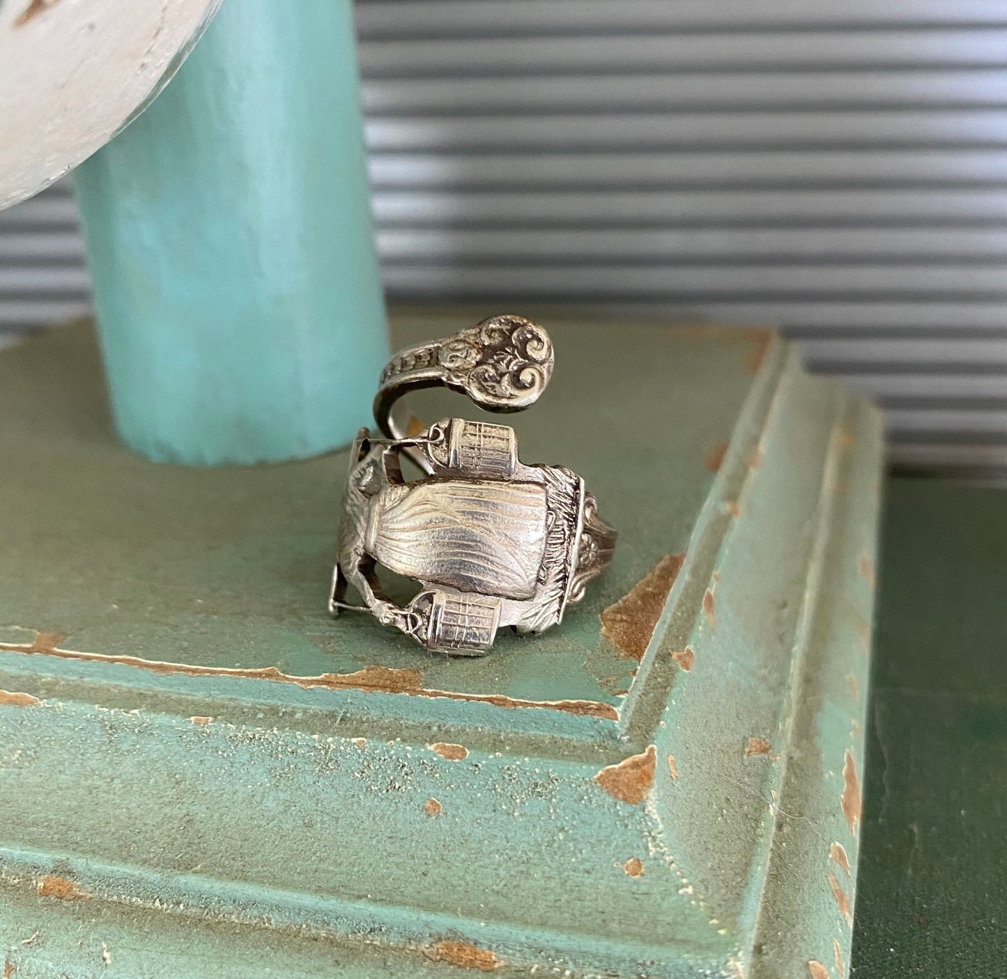Another side view of Coil Wrap spoon ring of a Dutch Milk Maid