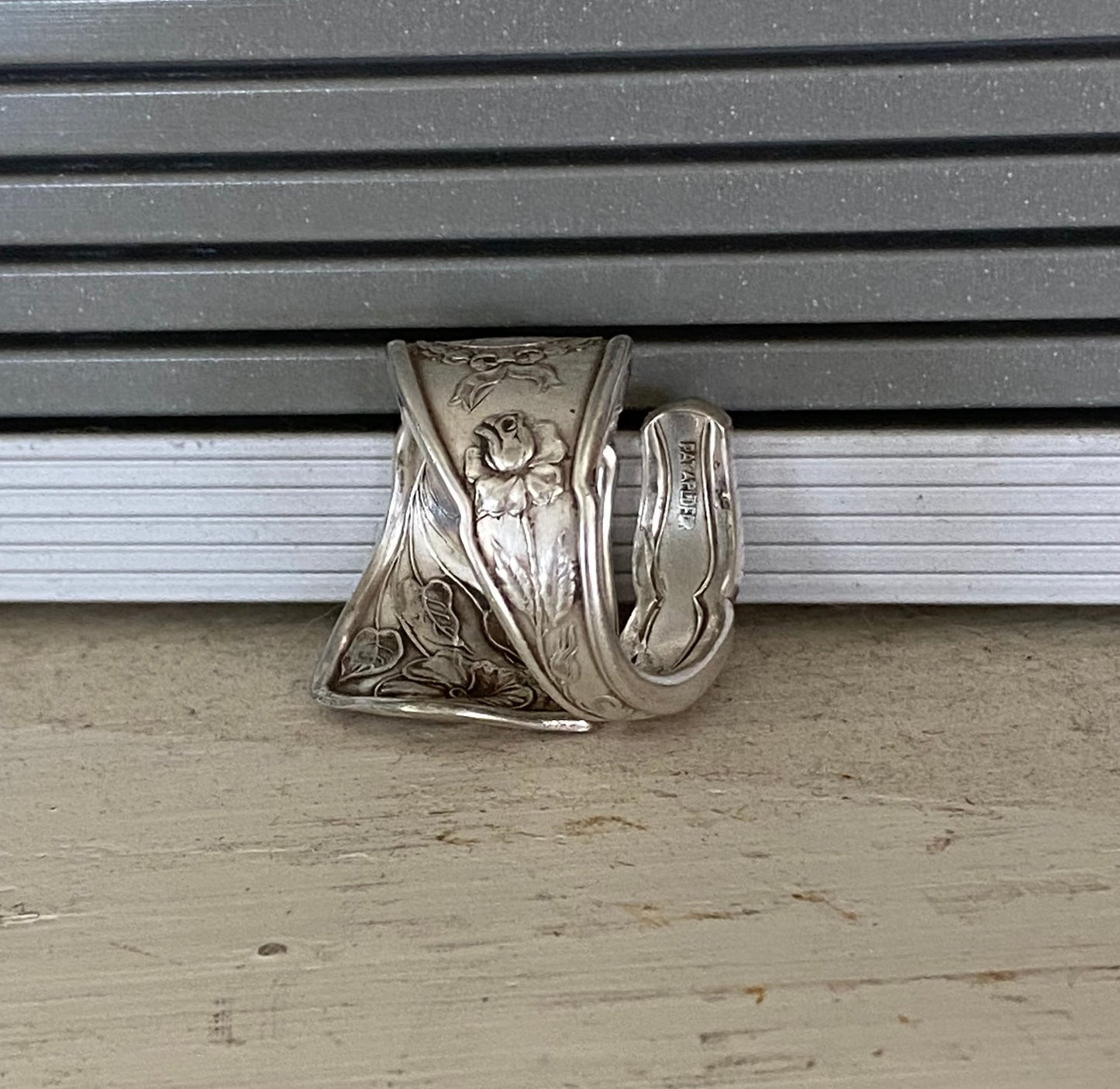 Spoon Ring from upcycled vintage souvenir Spoon of Texas Highlighting the Yellow Rose of Texas