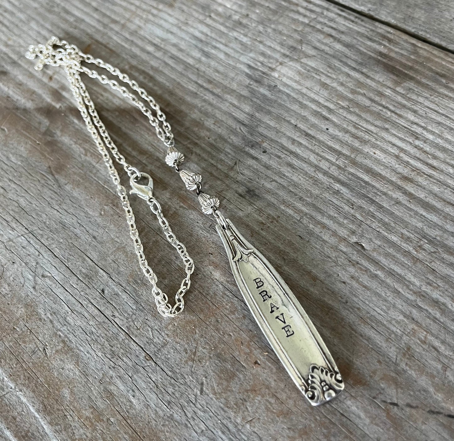 BRAVE Hand Stamped Sivlerware Necklace - #5313