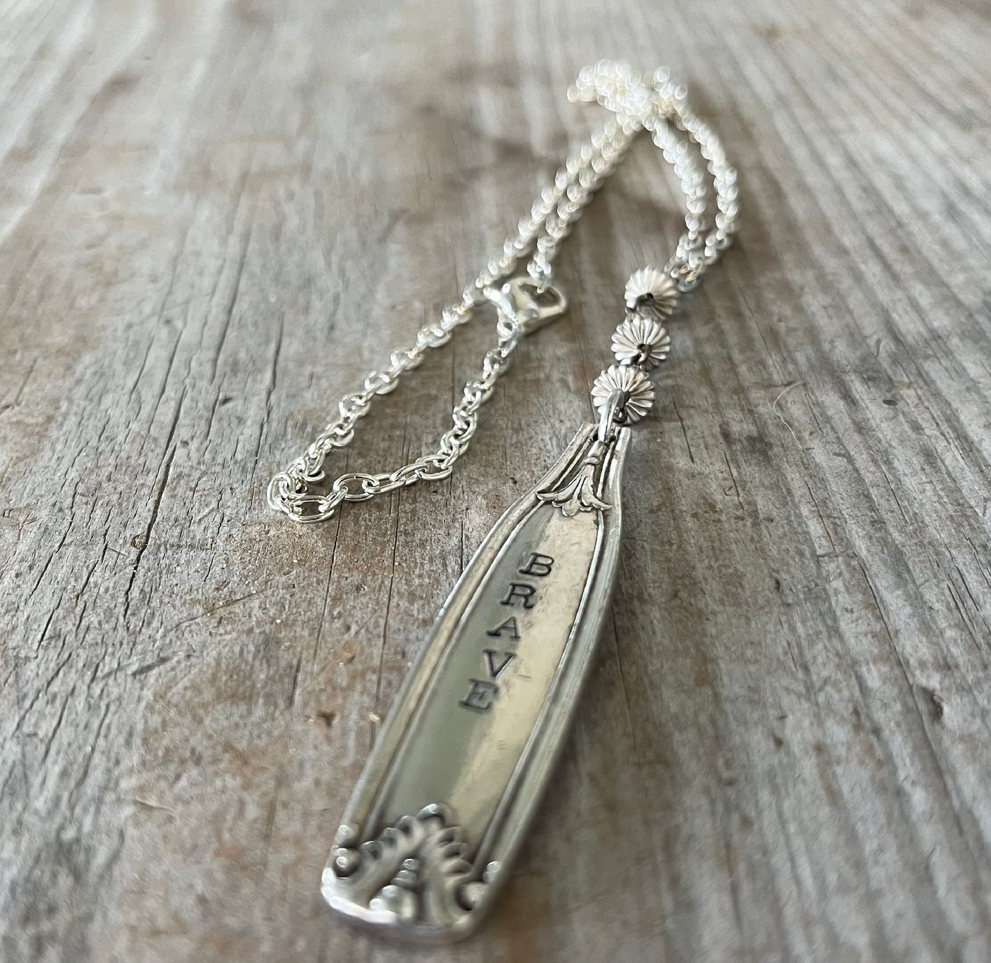 BRAVE Hand Stamped Sivlerware Necklace - #5313