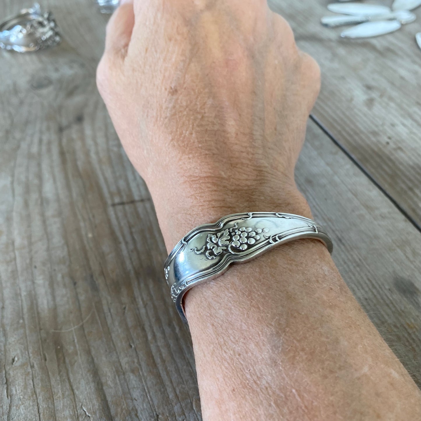 Spoon Cuff Bracelet - VINTAGE w/ GRAPES - #5314