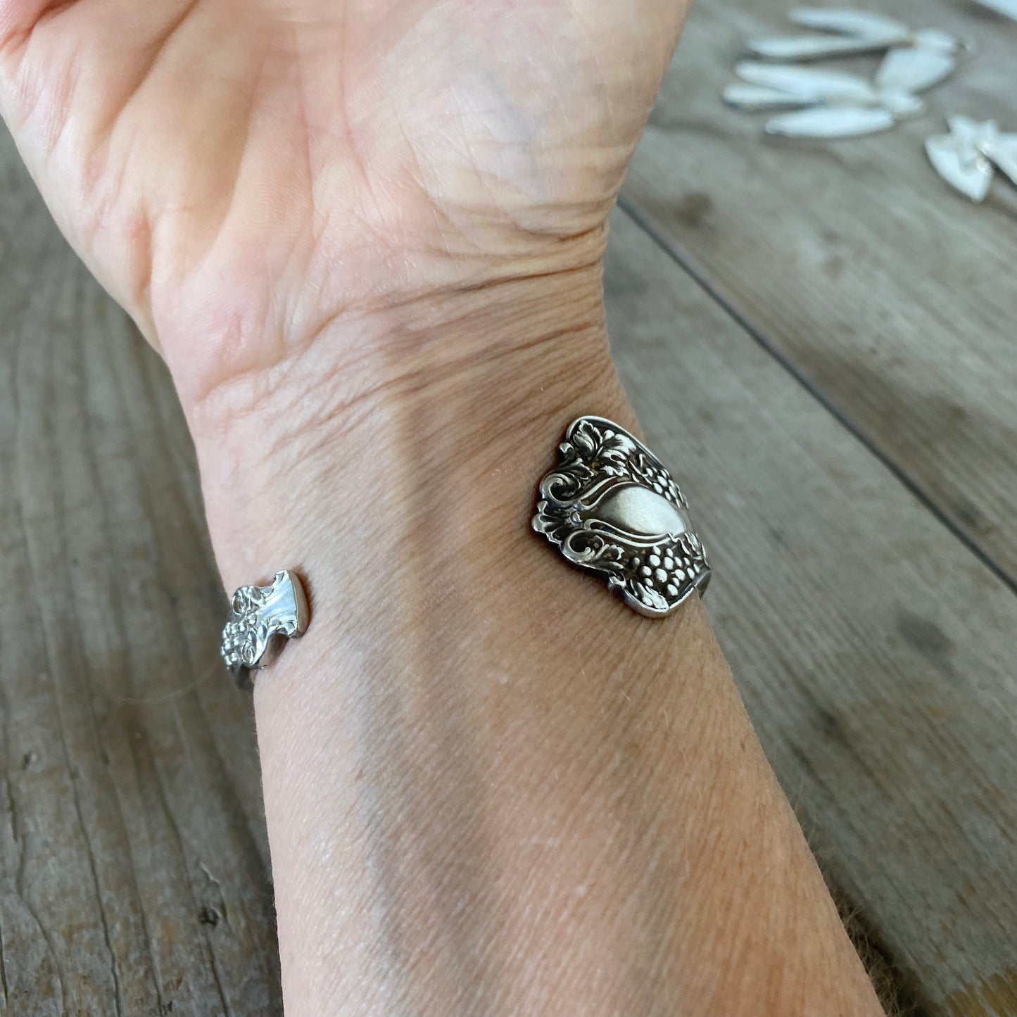 Spoon Cuff Bracelet - VINTAGE w/ GRAPES - #5314