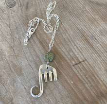 Fork Elephant Necklace w/ Sage Green Lotus Bead - #5332