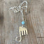 Fork Elephant Necklace with Aqua Faceted Bead - #5334