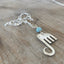Fork Elephant Necklace with Aqua Faceted Bead - #5334