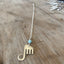 Fork Elephant Necklace with Aqua Faceted Bead - #5334