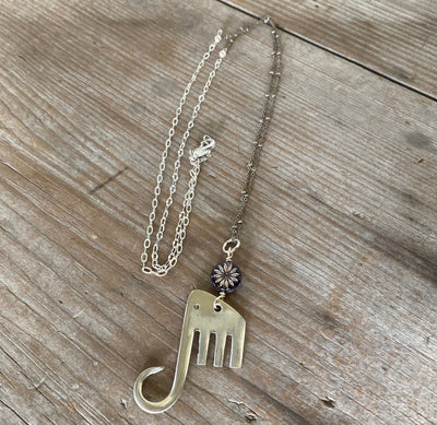 Fork Elephant Necklace with Patchwork Chain