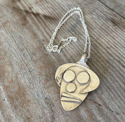 Silverware Collage Artisan Spoon Necklace - GILDA - #5392