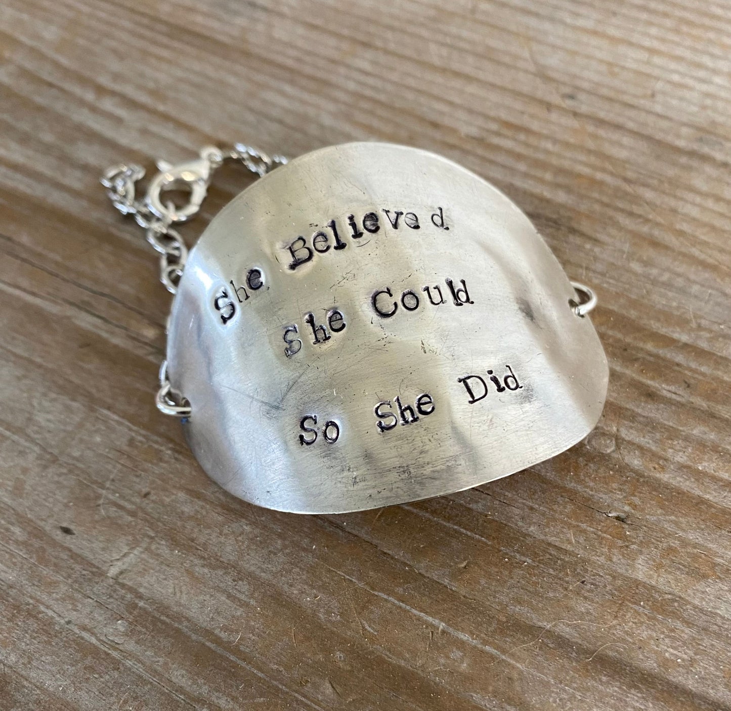 SALE - Stamped Spoon Bracelet - SHE BELIEVED SHE COULD - #5420
